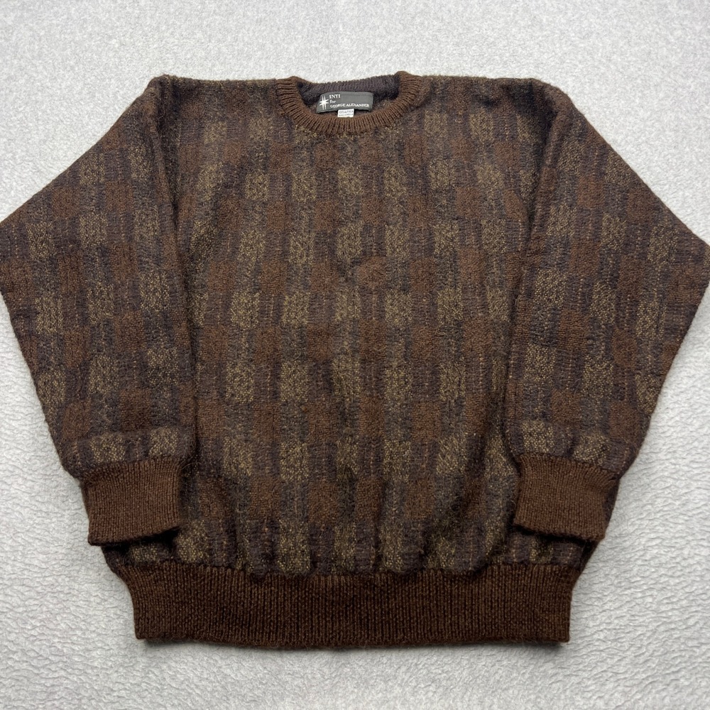 VTG INTI for George Alexander Sweater Men Large Brown 100% Alpaca Handloomed